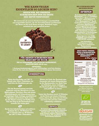 Backmischung Schokokuchen, glutenfrei BIOVEGAN