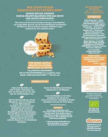 Backmischung Blondies, Maple Walnut, glutenfrei BIOVEGAN