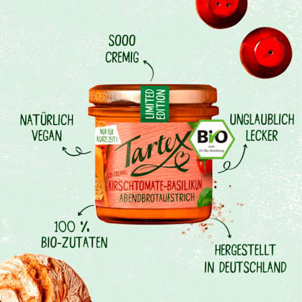 Brotaufstrich Kirschtomate Basilikum Tartex