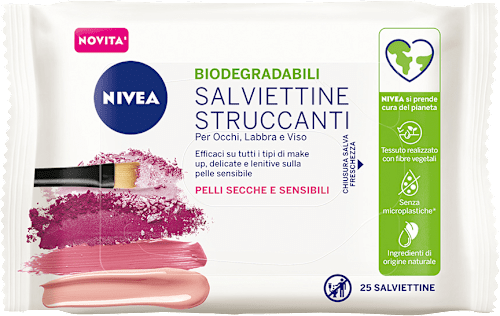 Salviettine struccanti biodegradabili pelli secche e sensibili NIVEA
