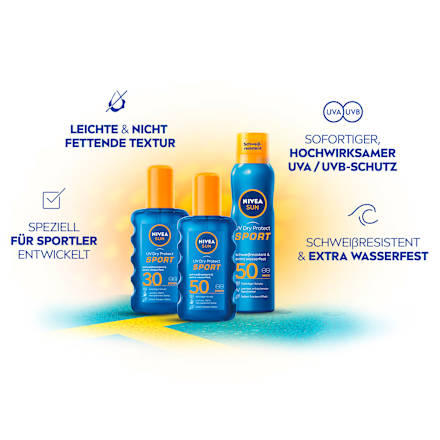 Sonnenspray Aerosol UV Dry Protect Sport, LSF 50 NIVEA SUN