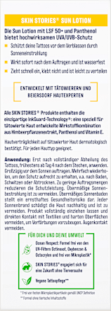 Tattoo Pflege Sonnenmilch LSF 50+ Skin Stories