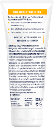 Tattoo Pflege Sonnenmilch LSF 50+ Skin Stories
