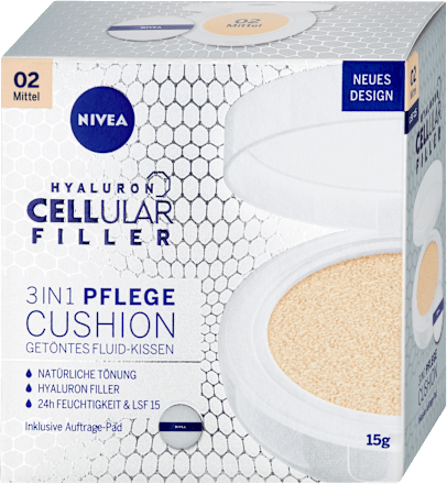 Ošetrujúci make-up 3v1 v hubke Hyaluron Cellular Filler - 02 Medium NIVEA