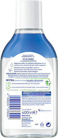 Acqua Micellare RIGENERANTE siero-infusa + 5% con pantenolo e squalane NIVEA