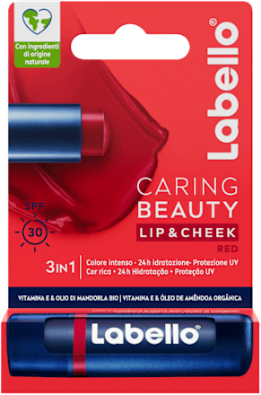 Balsamo labbra e guance colorato Caring Beauty Red SPF 30 labello