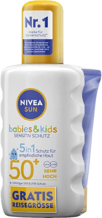 Sonnenspray Kids sensitiv LSF 50+ plus gratis Mini Sonnenmilch LSF 30 NIVEA SUN
