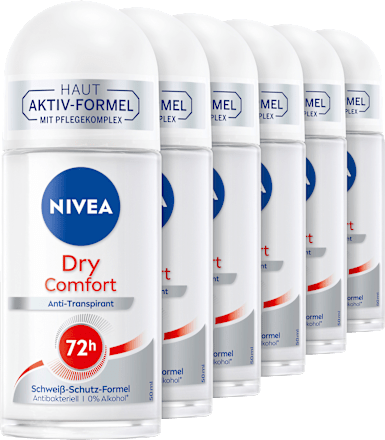 Antitranspirant Deo Roll-on Dry Comfort, Vorteilspack (6x50 ml) NIVEA
