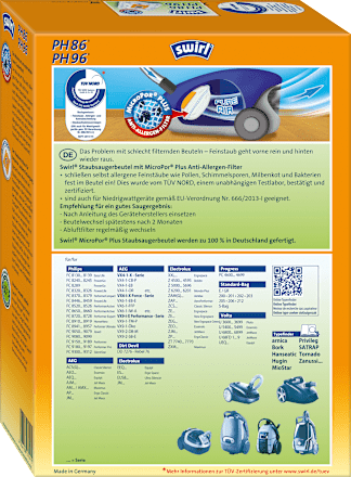 MicroPor Plus Staubsaugerbeutel PH86 / PH96 Swirl