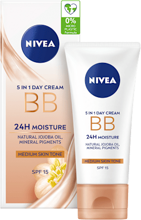 BB denný krém 24h Moisture 5v1 s OF 15 - stredný odtieň NIVEA
