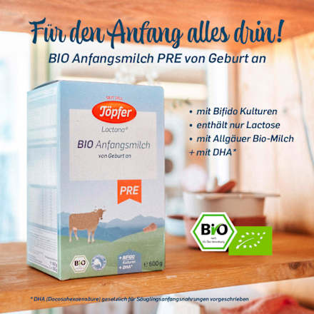Anfangsmilch Pre Bio von Geburt an Töpfer