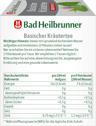 Kräutertee Basisch mit Zink (8 Beutel) Bad Heilbrunner
