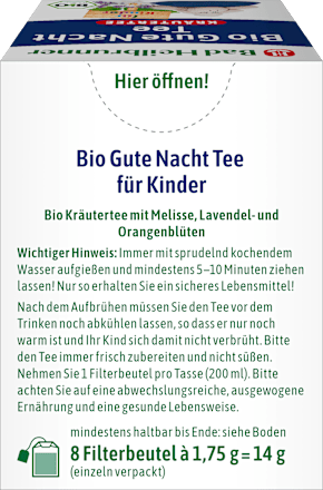 Kindertee, Gute Nacht Tee (8 Beutel) Bad Heilbrunner