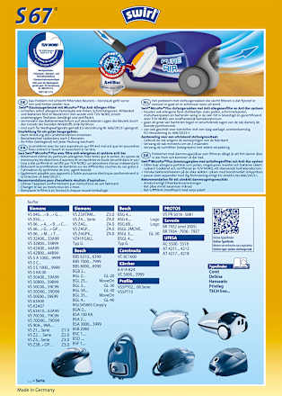 Staubsaugerbeutel S67 MicroPor Plus inkl. 1 Filter Swirl