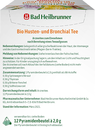 Arzneitee, Husten- & Bronchial Tee (12 Beutel) Bad Heilbrunner