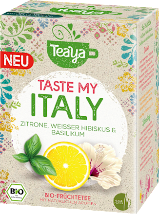 Früchtetee "taste my Italy" mit Zitrone, weißer Hibiskus, Basilikum (17 Beutel) Teaya