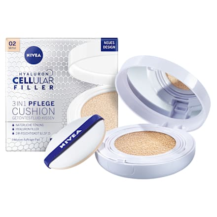 Ošetrujúci make-up 3v1 v hubke Hyaluron Cellular Filler - 02 Medium NIVEA