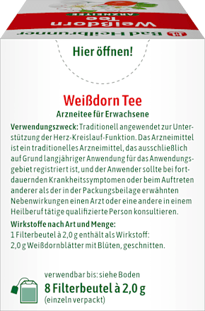 Arzneitee, Weißdorn Tee (8 Beutel) Bad Heilbrunner