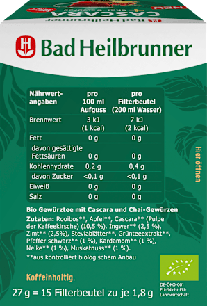 Gewürztee Cascara + Chai-Gewürze (15 Beutel) Bad Heilbrunner