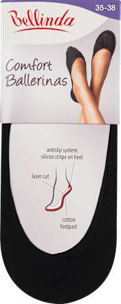 dámské balerínové ponožky Comfort, černé, velikost 35-38, 1 pár Bellinda