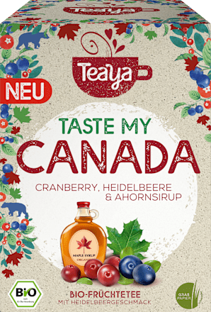 Früchtetee "taste my Canada" mit Cranberry, Heidelbeere & Ahornsirup (17 Beutel) Teaya