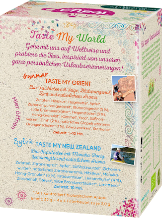 Teemischung "taste my world", 4 verschiedene Teesorten (16 Beutel) Teaya