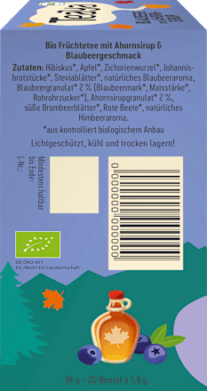 Früchtetee "Kanada" Blaubeere mit Ahornsirup (20 Beutel) Teaya