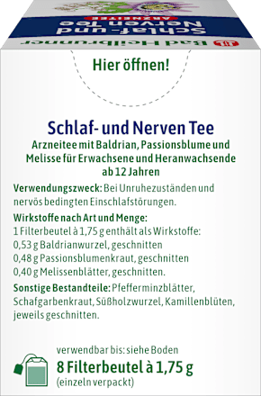 Arzneitee, Schlaf- & Nerven Tee (8 Beutel) Bad Heilbrunner