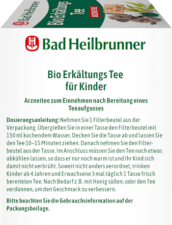 Kindertee, Bio Erkältungs Tee (8 Beutel) Bad Heilbrunner