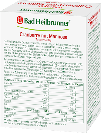 Teegetränk Cranberry mit Mannose (10 Stück) Bad Heilbrunner