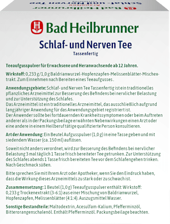 Arzneitee, Schlaf- & Nerven Tee (10 Sticks) Bad Heilbrunner