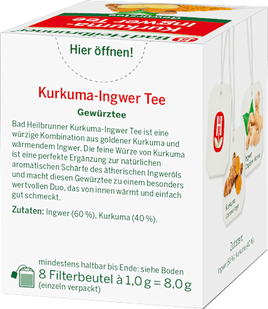 Gewürztee Kurkuma, Ingwer (8 Beutel) Bad Heilbrunner