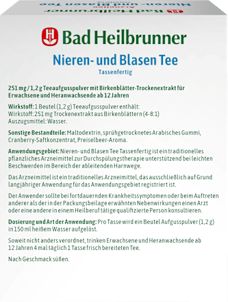 Arzneitee, Nieren- & Blasen Tee (10 Sticks) Bad Heilbrunner