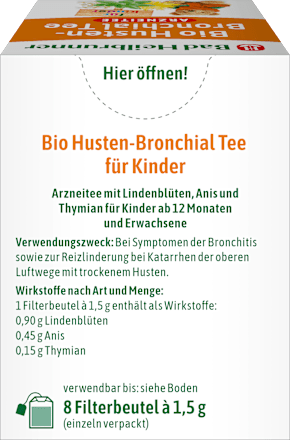 Kindertee, Husten-Bronchial Tee (8 Beutel) Bad Heilbrunner