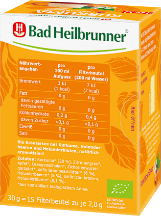 Kräutertee Kurkuma & Holunder (15 Beutel) Bad Heilbrunner