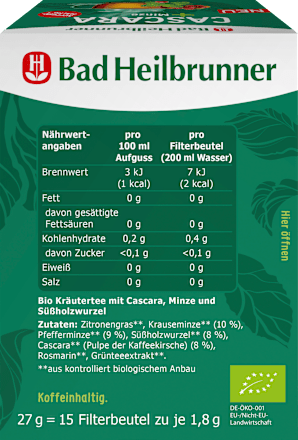 Kräutertee Cascara + Minze (15 Beutel) Bad Heilbrunner