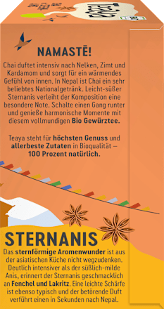 Kräutertee "Nepal" Chai mit Sternanis (20 Beutel) Teaya