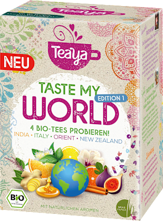 Teemischung "taste my world", 4 verschiedene Teesorten (16 Beutel) Teaya