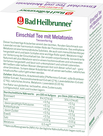 Kräutertee Einschlaftee mit Melatonin (10 Stück) Bad Heilbrunner