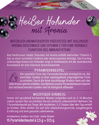 Früchtetee Heißer Holunder mit Aronia (15 Beutel) Bad Heilbrunner