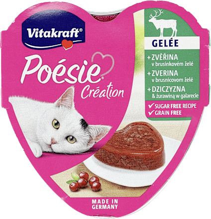 Mokra karma dla kota Poésie Création, dziczyzna z żurawiną w galarecie Vitakraft