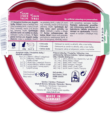 Mokra karma dla kota Poésie Création, dziczyzna z żurawiną w galarecie Vitakraft