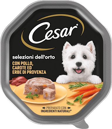 Cibo umido per cani con pollo, carote ed erbe di Provenza Selezioni dell'Orto Cesar