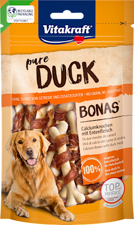 Hundeleckerli Calciumknochen mit Ente, Bonas pure duck, Adult Vitakraft