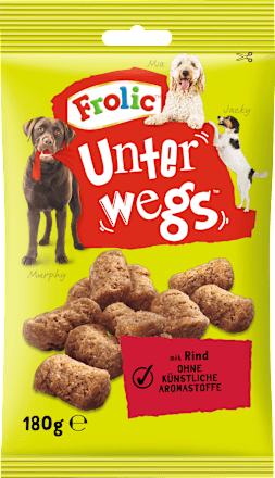 Hundeleckerli mit Rind, unterwegs  Frolic
