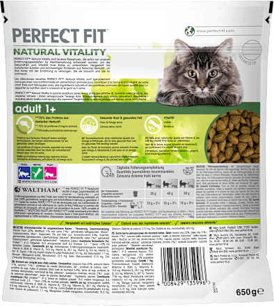Trockenfutter Katze mit Lachs & Weißfisch, natural vitality, Adult PERFECT FIT