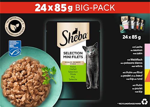 Nassfutter Katze Selection in Sauce - feine Vielfalt, Bigpack (24x85 g) Sheba