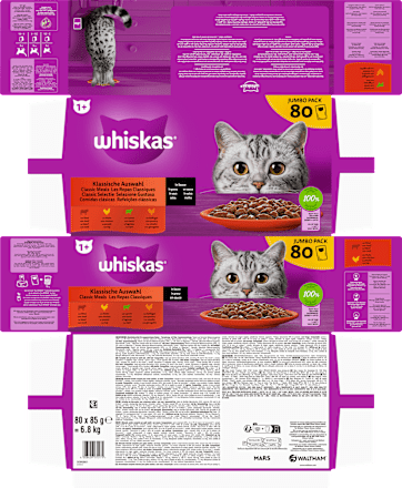 Nassfutter Katze, Klassische Auswahl in Sauce, Jumpopack (80x85 g) Whiskas