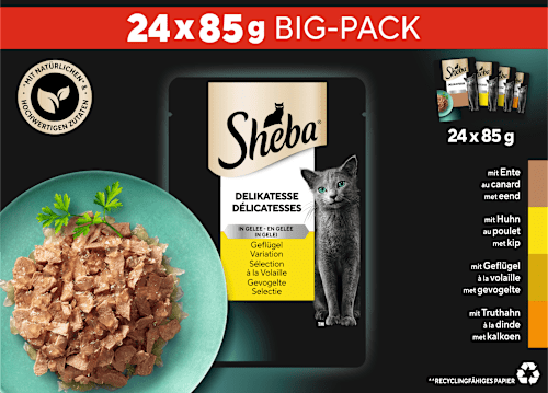 Nassfutter Katze Delikatessen - Geflügel Variation, Multipack (24x85 g) Sheba