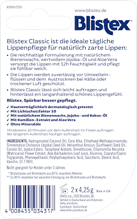 Blistex Classic Doppelpack LSF 10 Blistex
